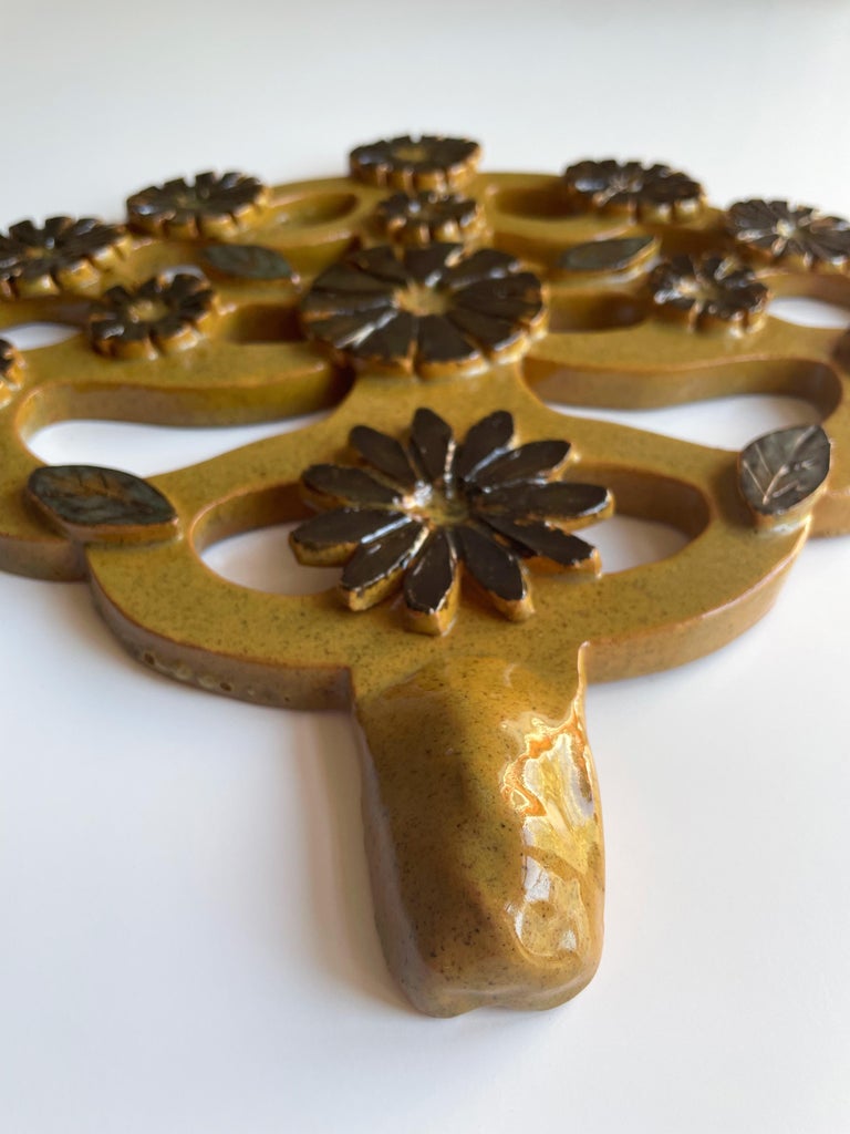 Floral Tree of Life Ceramic Art Wall Decoration, 1960s For Sale at 1stDibs