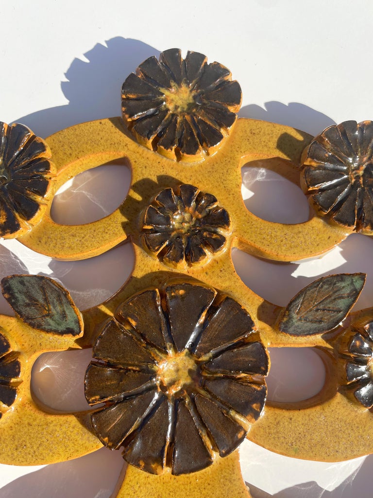 Floral Tree of Life Ceramic Art Wall Decoration, 1960s For Sale at 1stDibs