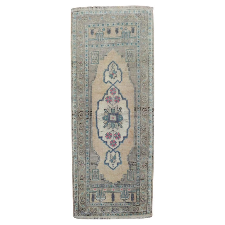 Floral Turkish Mini Rug For Sale at 1stDibs