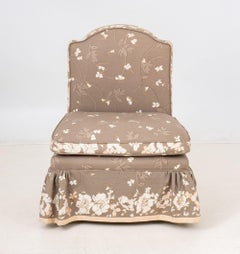 Floral Upholstered Slipper Chair