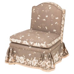 Floral Upholstered Slipper Chair