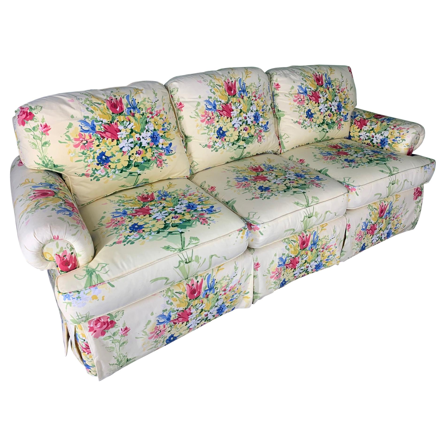 Floral Upholstered Sofa by Sherrill at 1stDibs