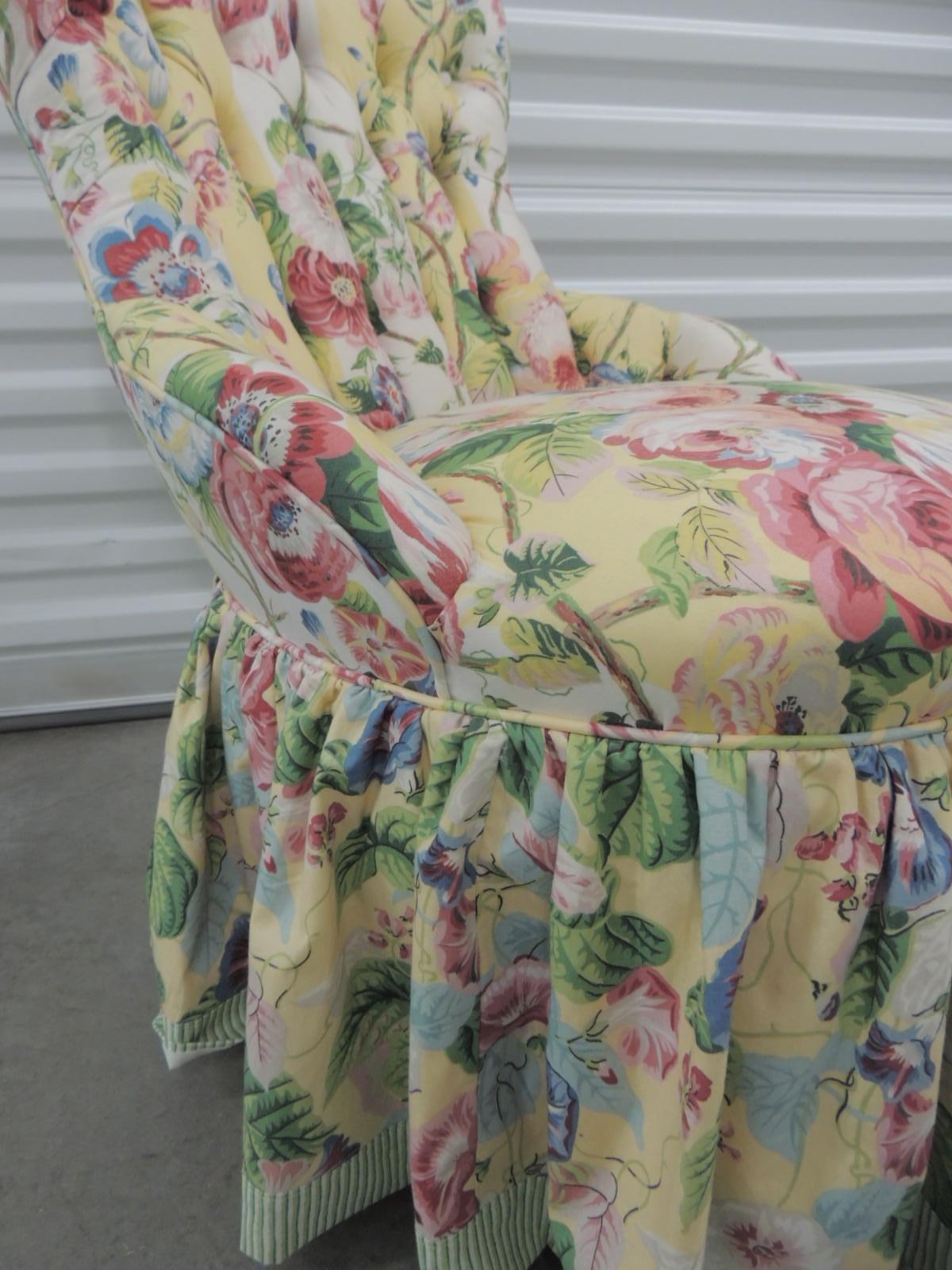 Mid-20th Century Floral Upholstered Victorian Eastlake Style Slipper Chair