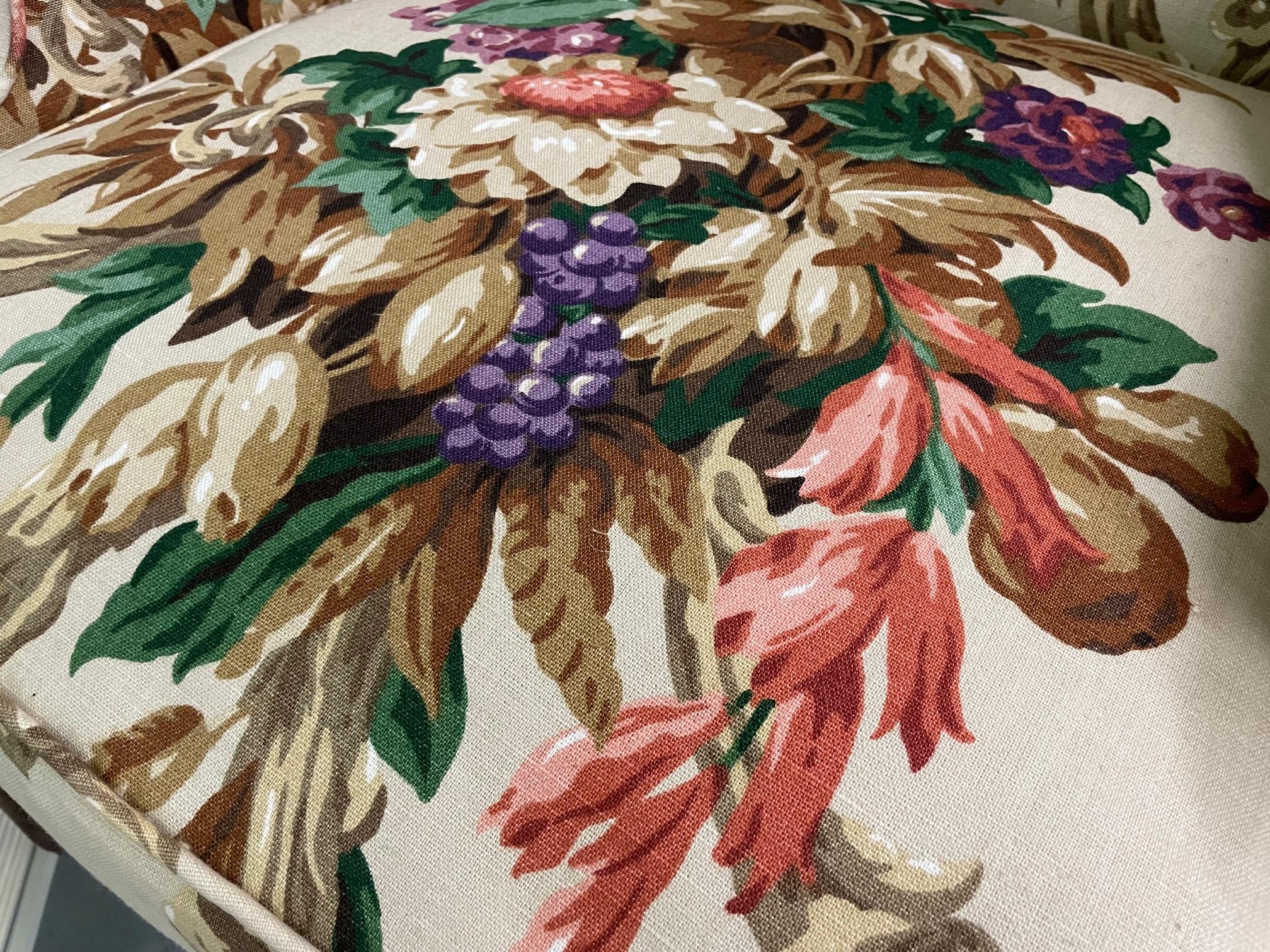 Floral Upholstered Wingback Chairs, A Pair In Good Condition For Sale In Jacksonville, FL