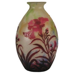 "Floral Vase" Art Nouveau Cameo Glass Vase by Muller Frères, circa 1910