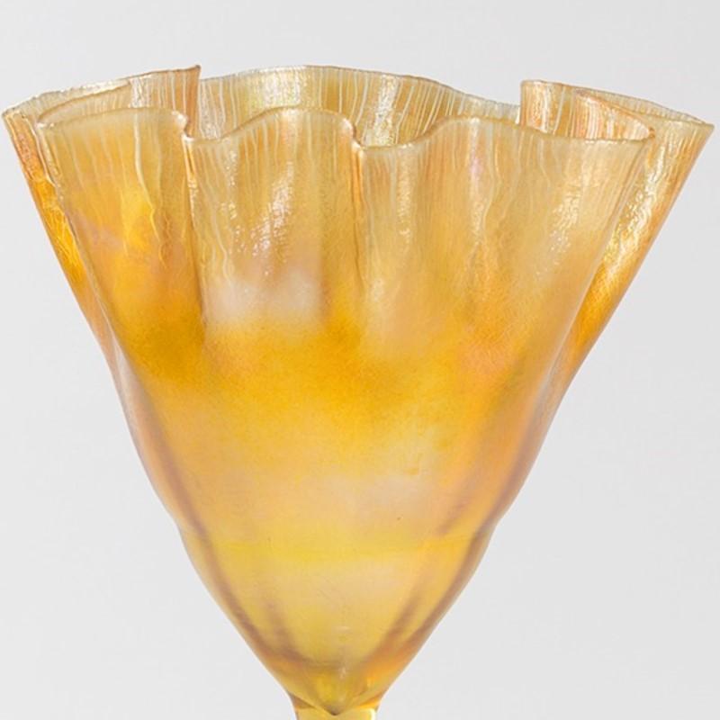 American Tiffany Studios New York Ruffled Rim Flower Form Glass Vase  For Sale