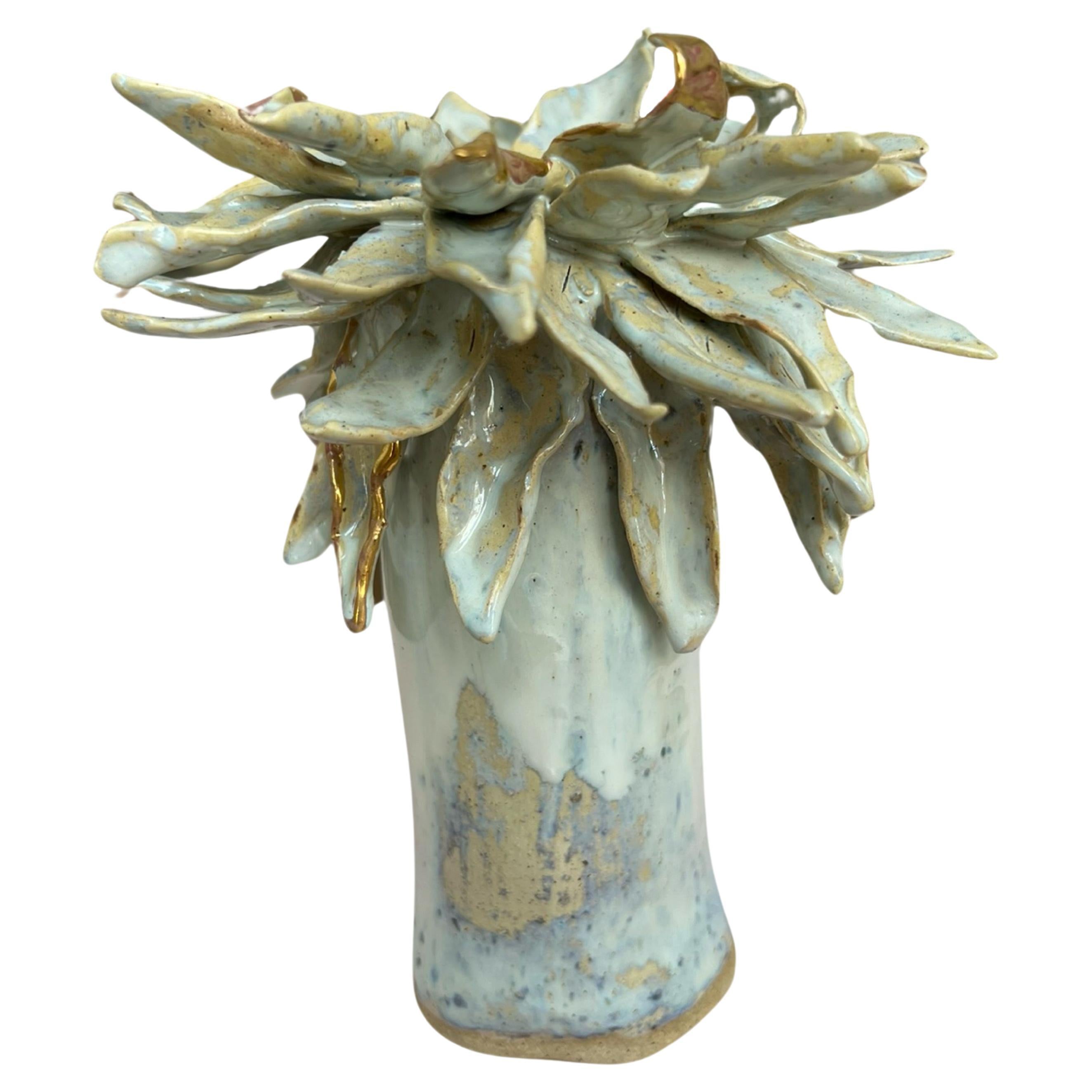 Floral Vase in Shimmery Pearl White no 11 by artist - designer Hania Jneid
