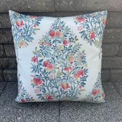 Floral Velvet Pillows in Pink, Blue, and White - a pair