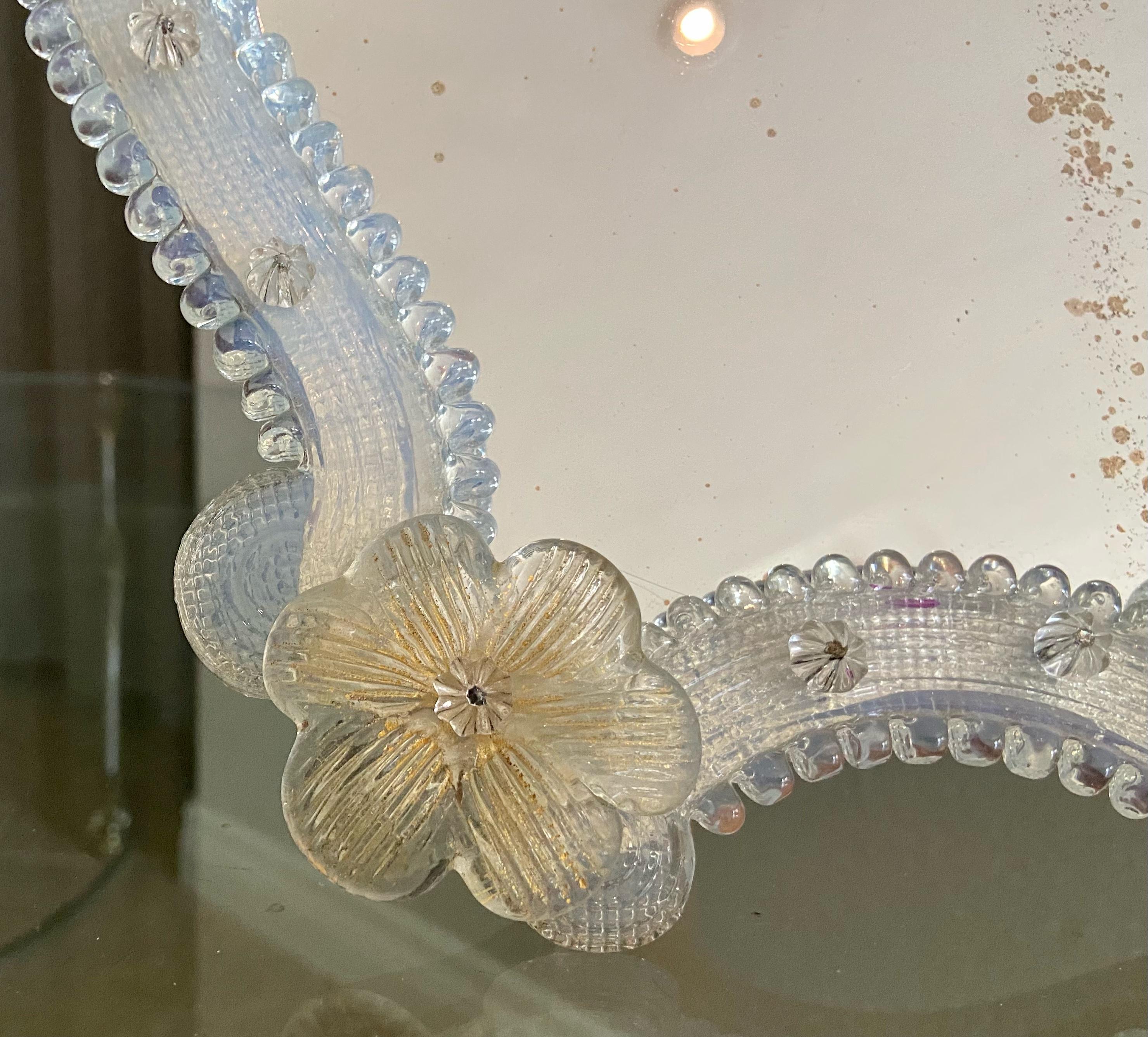 Miroir de table Murano en verre vénitien floral en vente 6
