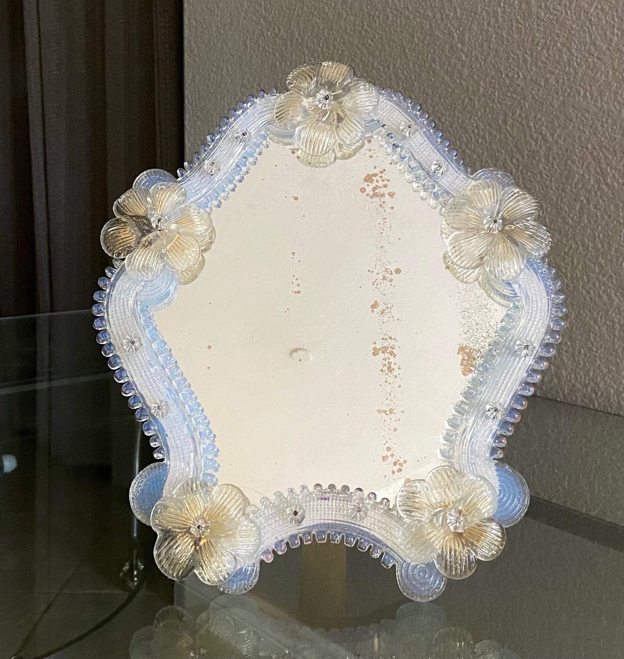 Floral Venetian Glass Murano Table Mirror For Sale 10