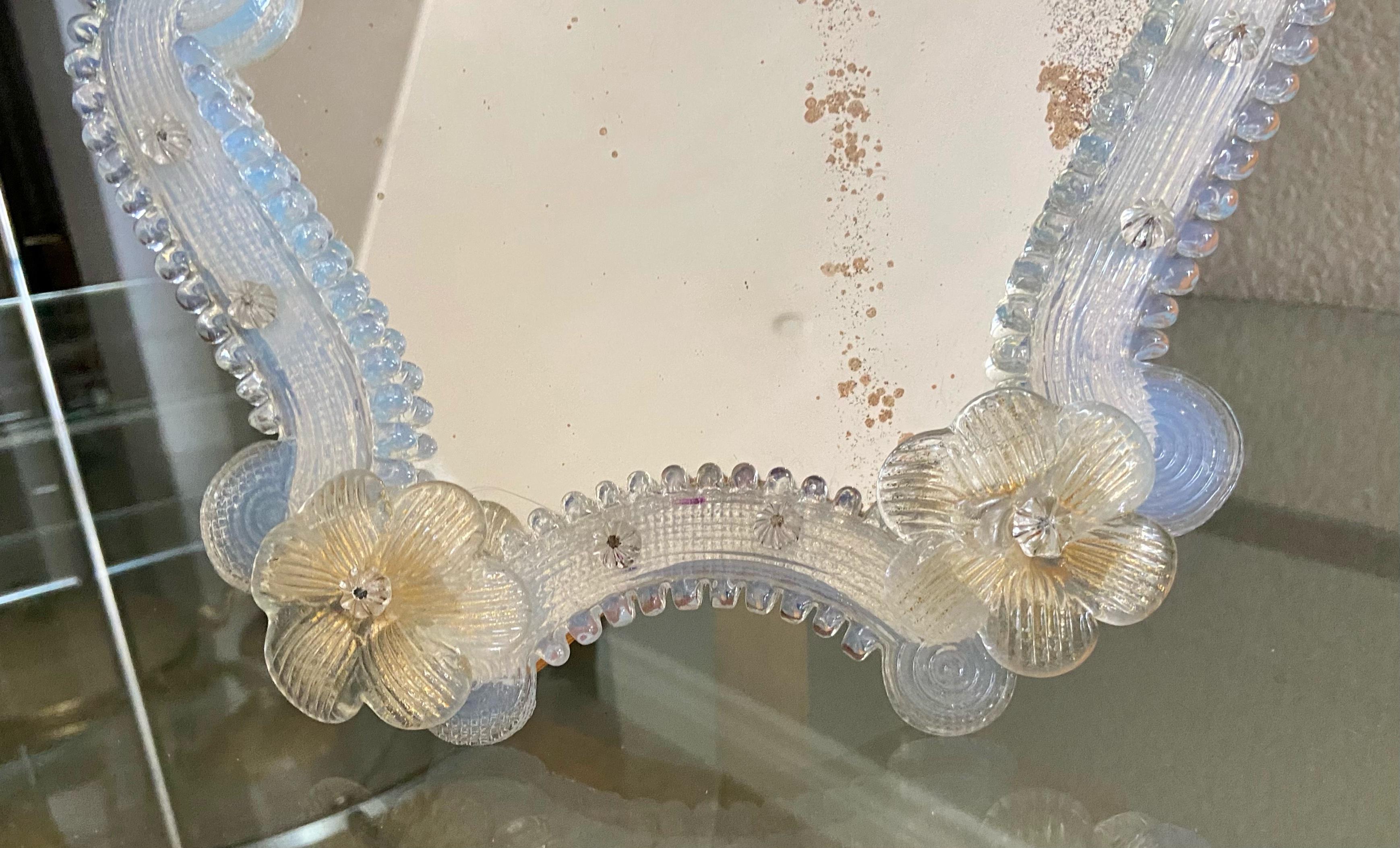 Floraler Murano-Tischspiegel aus venezianischem Glas im Angebot 1