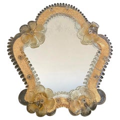 Floral Venetian Glass Murano Table Mirror