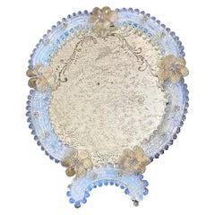 Miroir de table en verre vénitien à motifs floraux de Murano