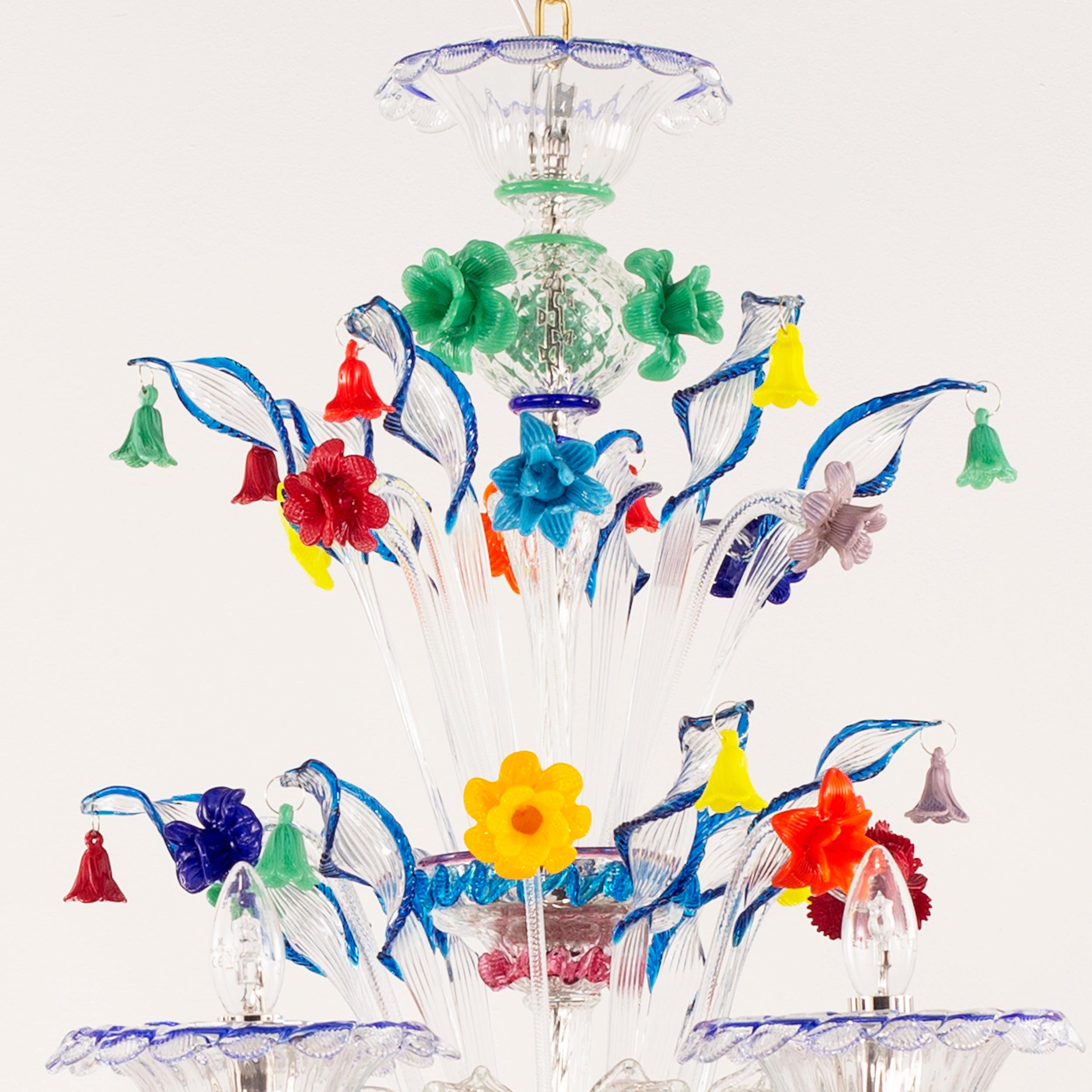 Floral Venetian Rezzonico Chandelier 12 arms Murano Glass by Multiforme For Sale 5