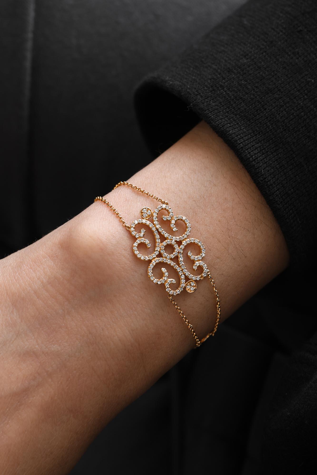 Floral Vine Diamond Fashion Bracelet 0.60 cts. In New Condition For Sale In Los Angeles, CA