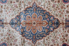 Alfombras de Seda Vintage, Alfombra Turca Hereke Crema, Alfombras Orientales Puro Salón