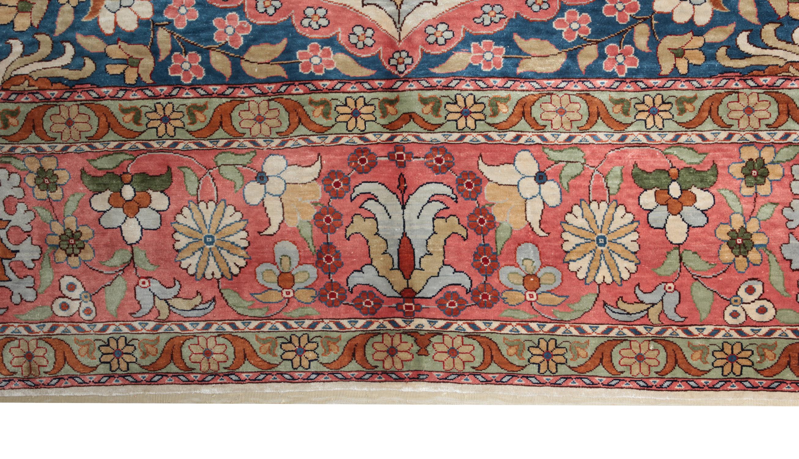 Feine Vintage Seidenteppiche, Creme Hereke Türkischer Teppich, Reine Wohnzimmer Orientalische Teppiche (Tabriz) im Angebot