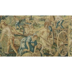 Floral Vintage Tapestry in Blue & Tan 11.9X9.3