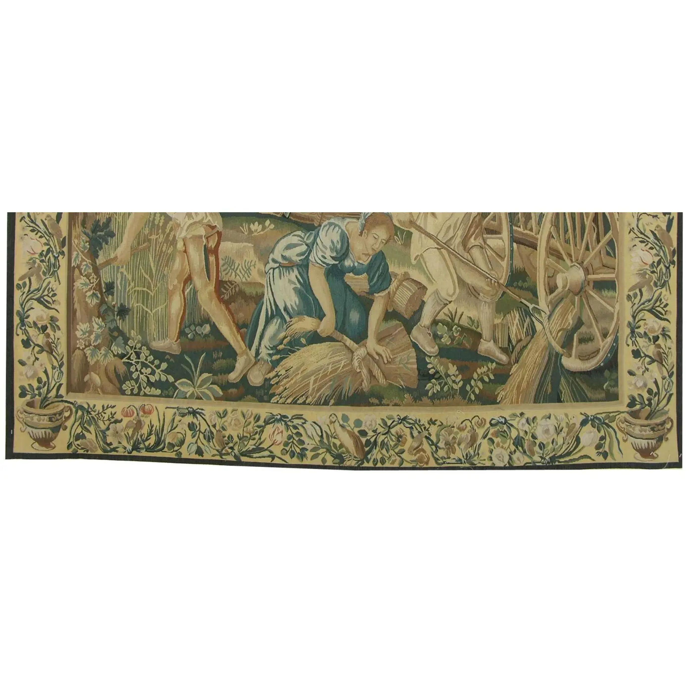 Unknown Floral Vintage Tapestry in Blue & Tan 11.9X9.3 For Sale