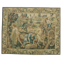 Floral Vintage Tapestry in Blue & Tan 11.9X9.3