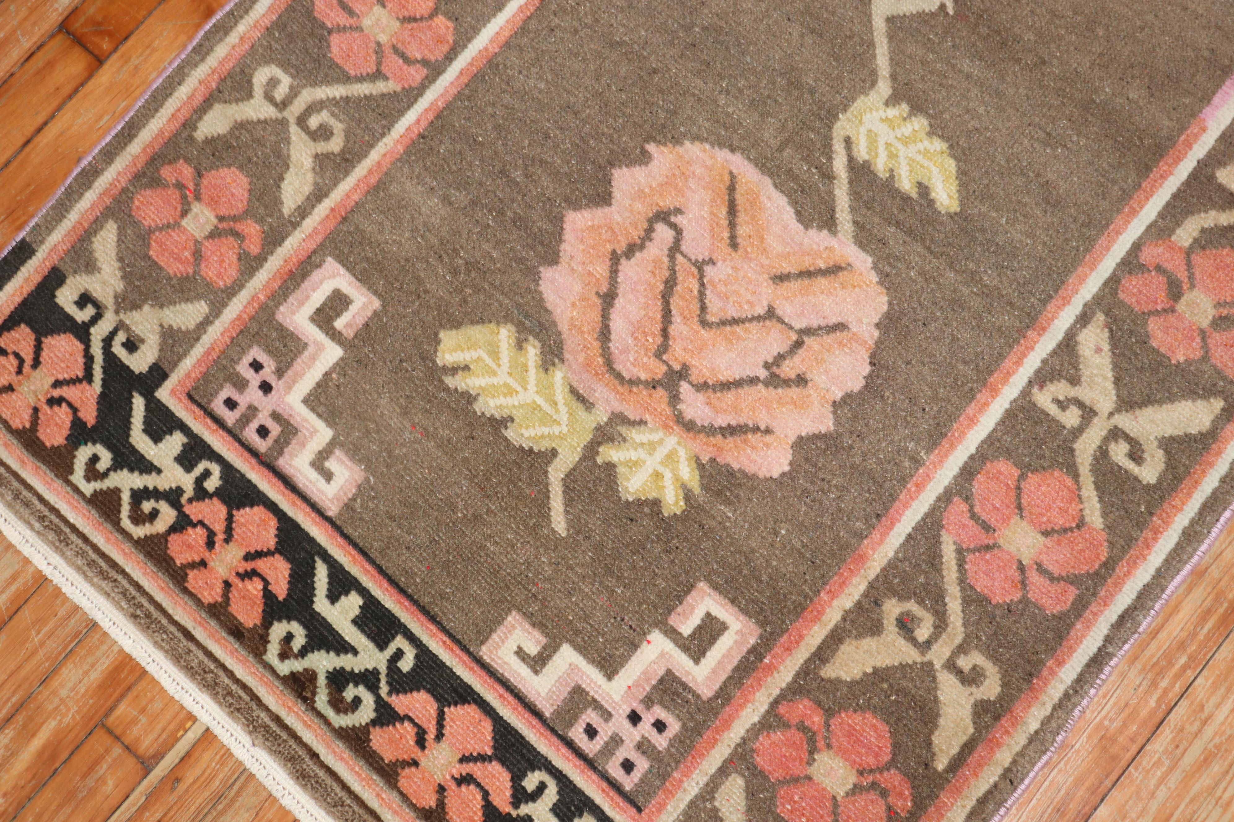 Agra Floral Vintage Tibetan Rug For Sale