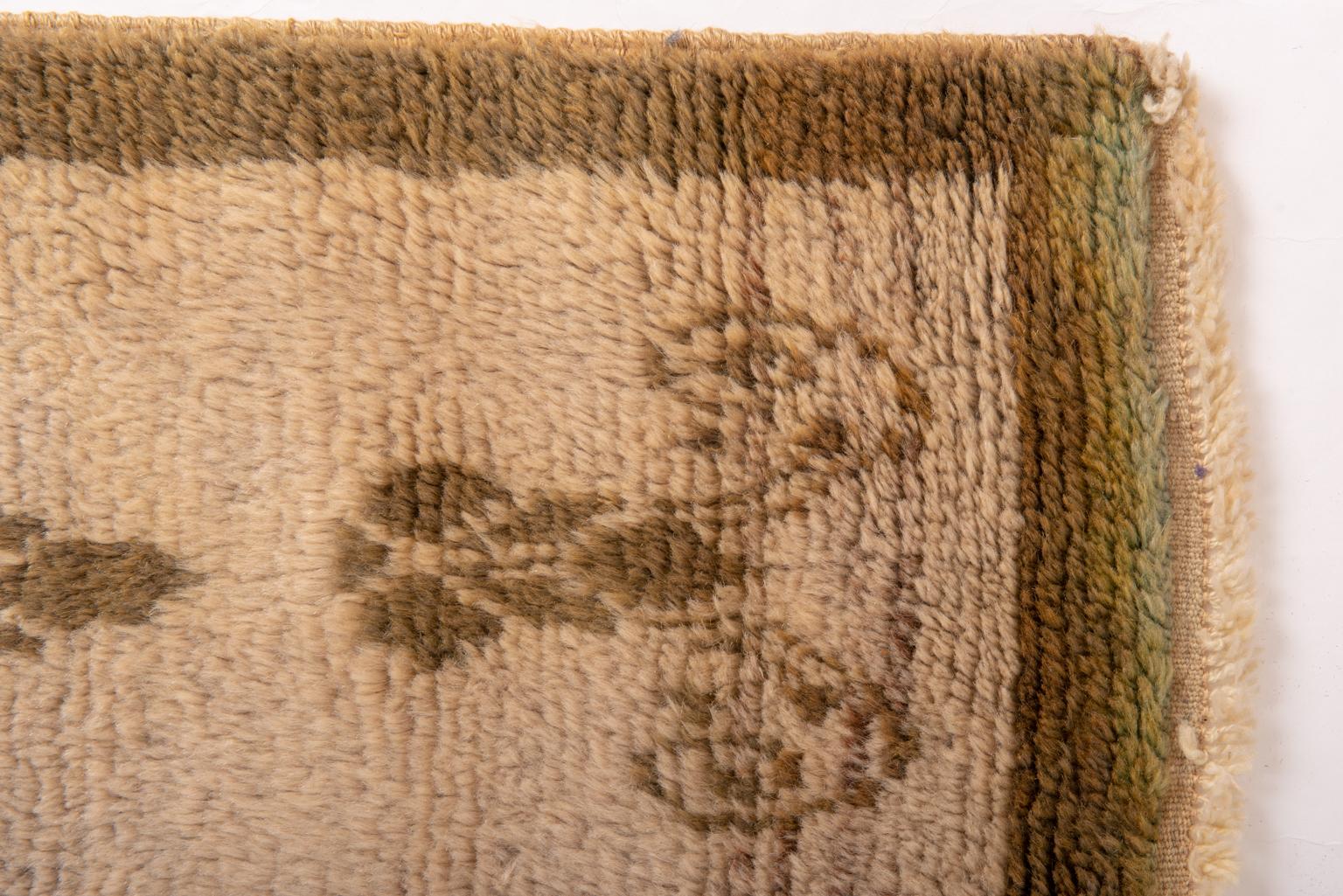 Hand-Knotted Floral Vintage Tulu Carpet