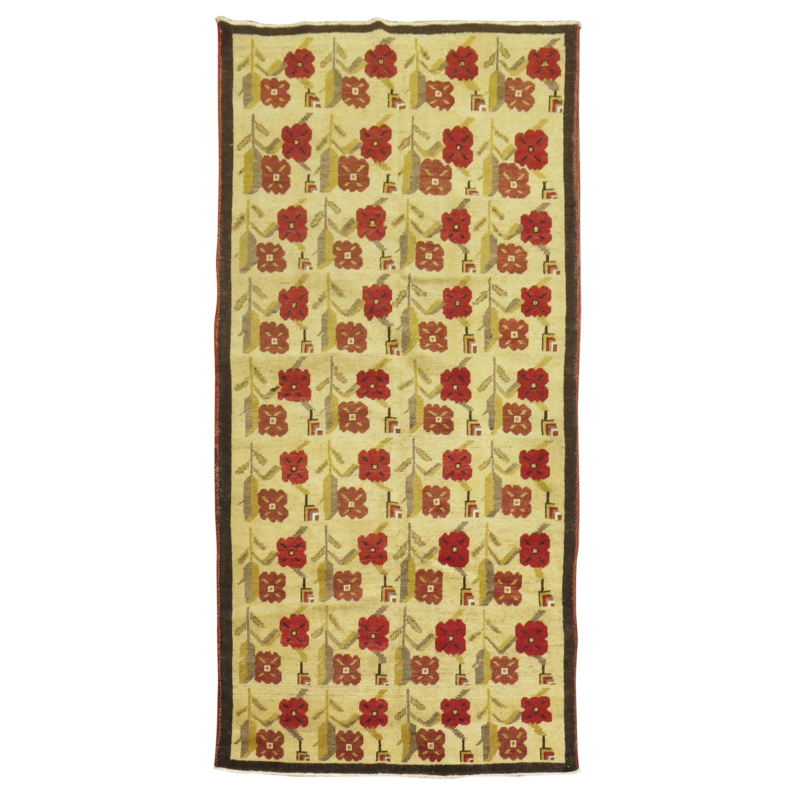 Floral Vintage Türkisch 4 x 7 Fußteppich