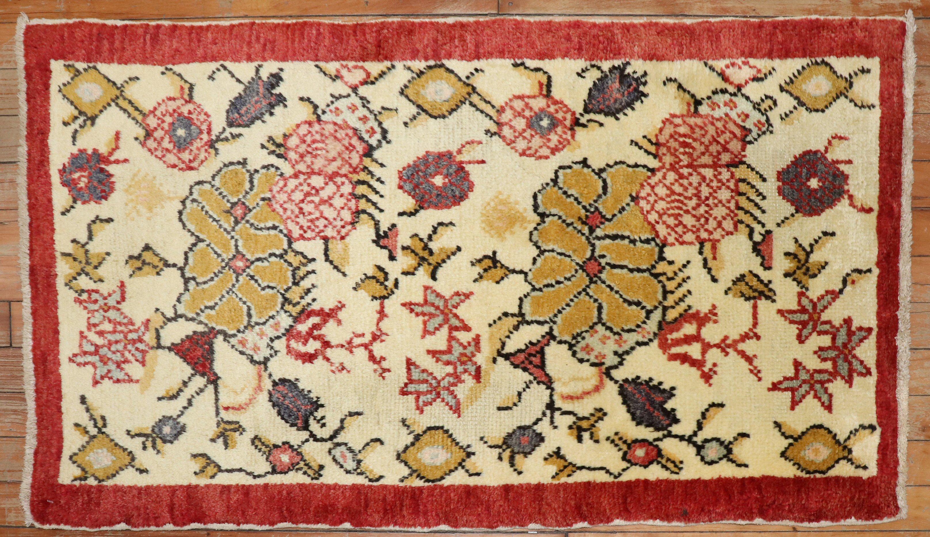 Colección Zabihi Alfombra Turca Floral Vintage De campo en venta
