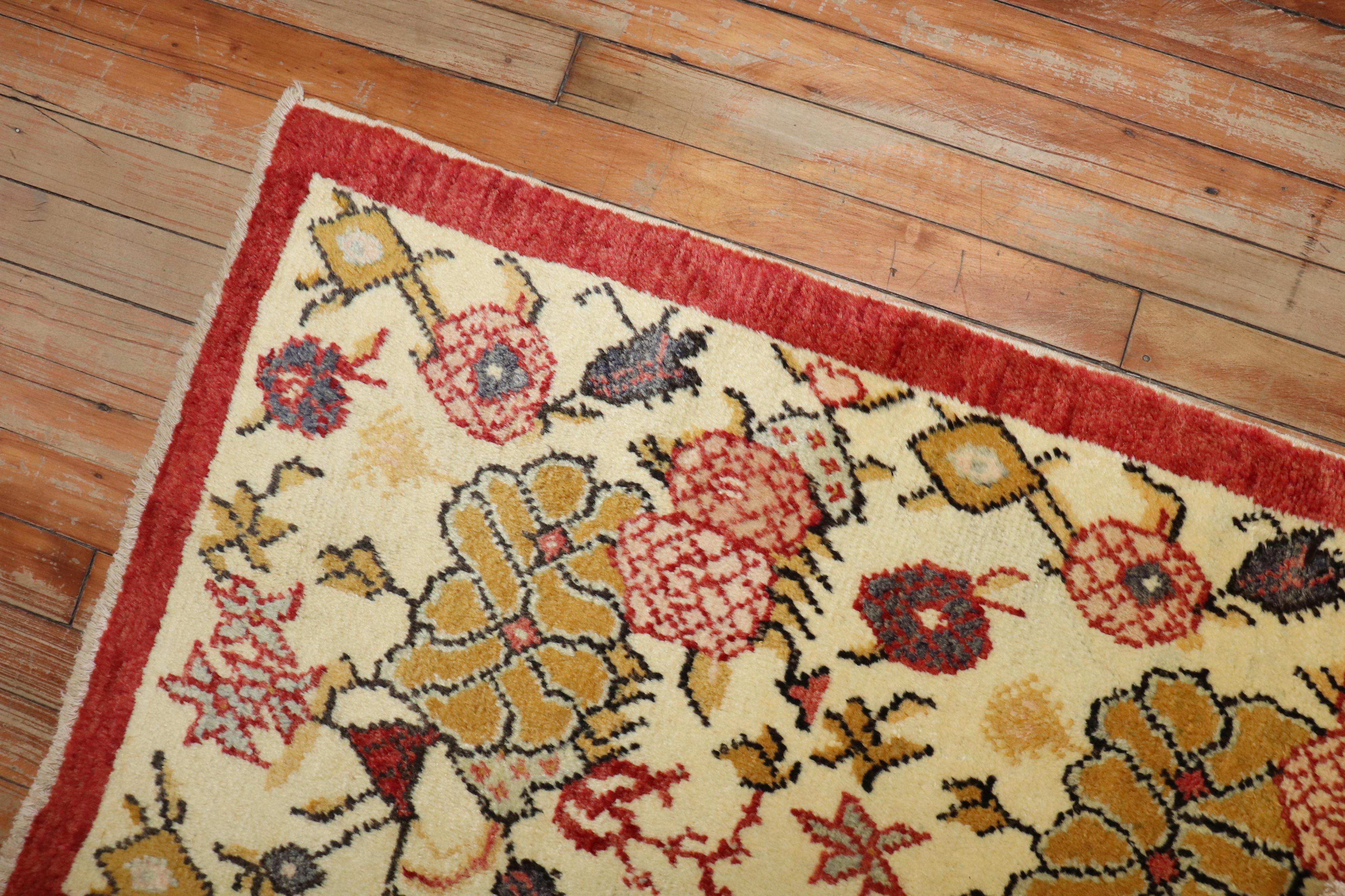 Wool Floral Vintage Turkish Rug, 2'1'' x 3'9'' For Sale