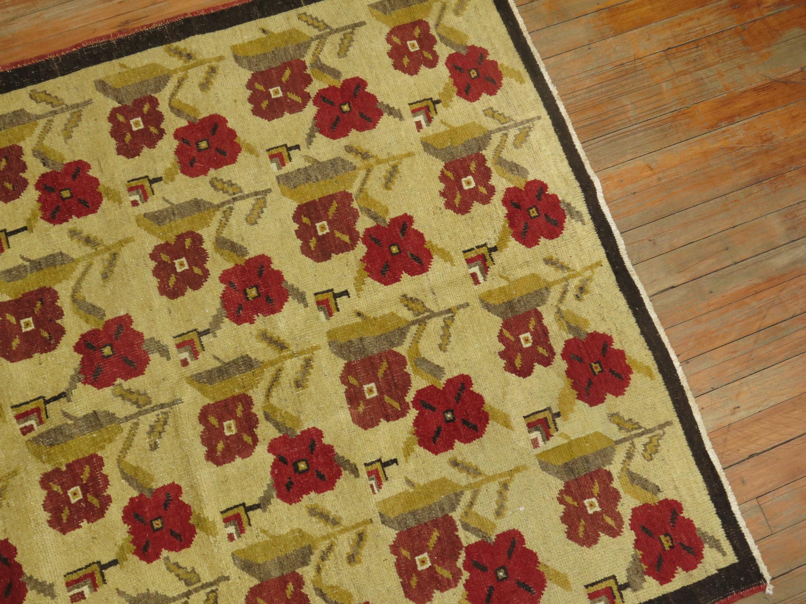 Alfombra Turca Vintage Floral de 4 x 7 pies Artes y manualidades en venta
