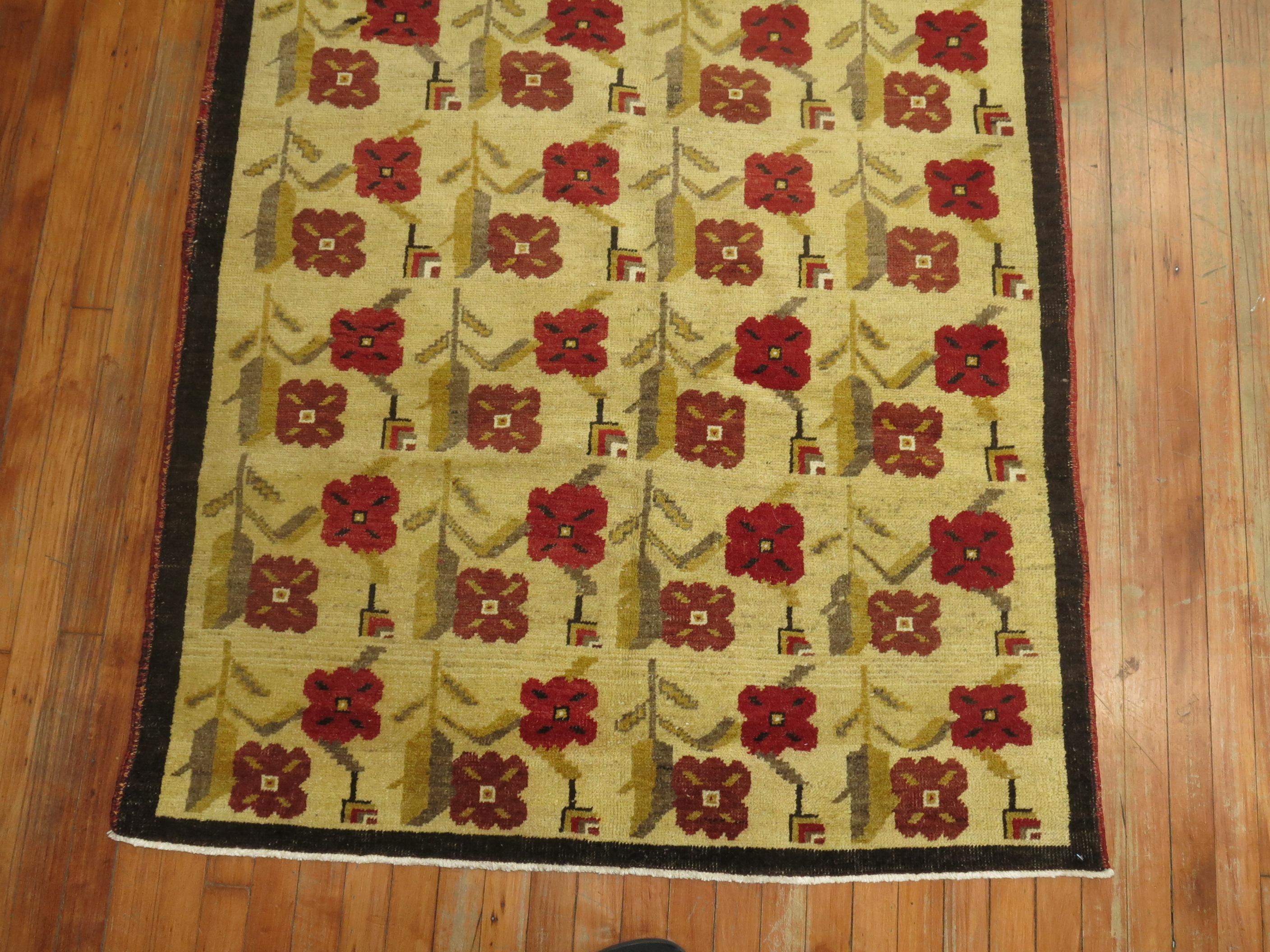 Alfombra Turca Vintage Floral de 4 x 7 pies Turco en venta