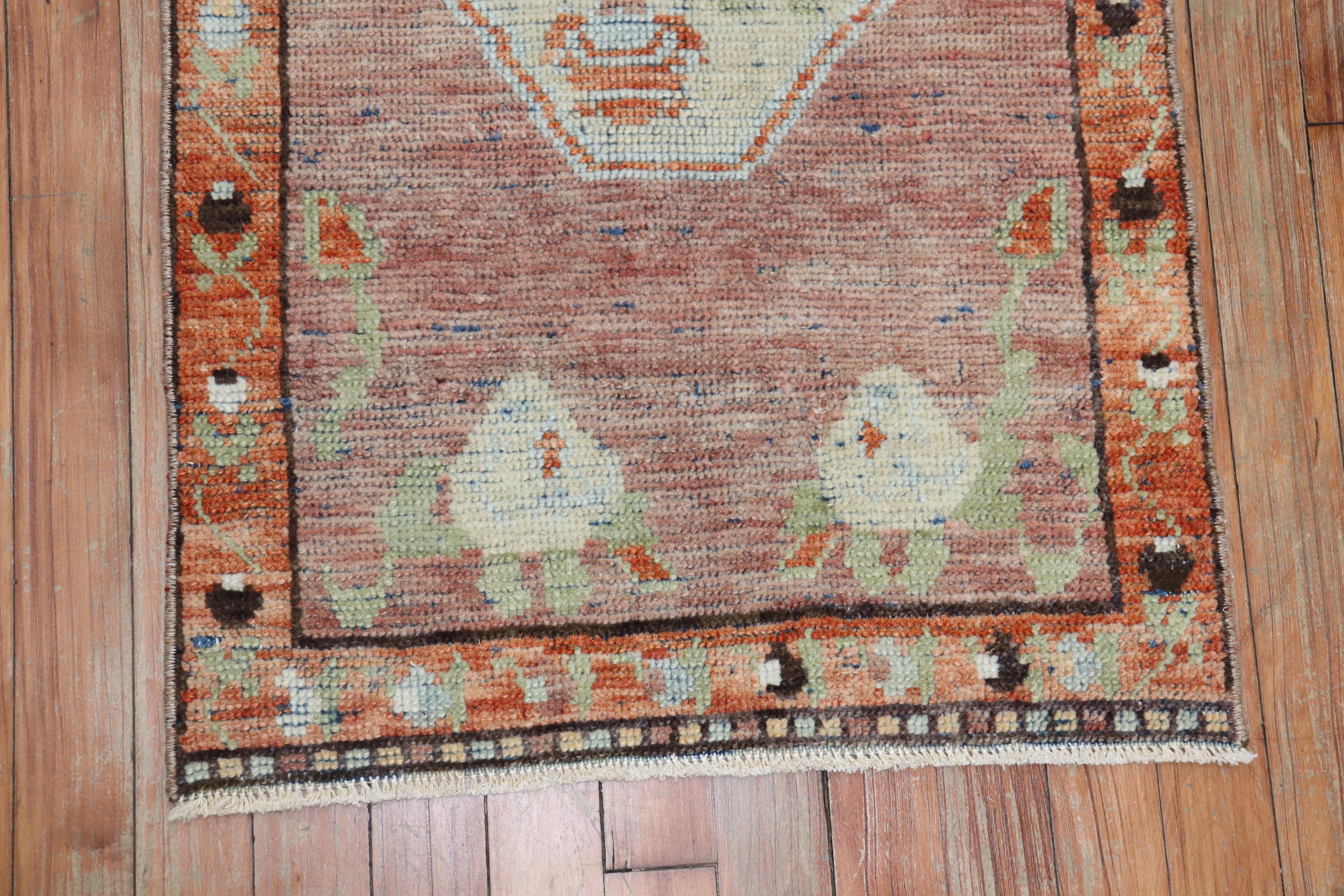 Floral Vintage Turkish Yastik Rug Mat In Good Condition In New York, NY