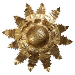 Floral Wall Lamp or Flush Mount in the Style of Holm Sørensen, 6-Flame, 1950s