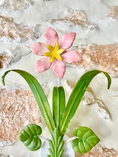 Floral wall light Bright Tole hand paint Metal, Italy 1960s