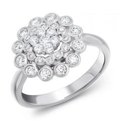 Floral White 18k Gold Diamond Elegant Bridal Ring for Her