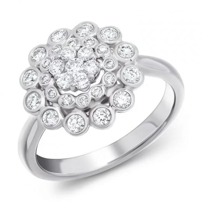 Modern Floral White 18k Gold Diamond Elegant Bridal Ring for Her For Sale