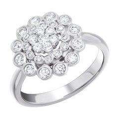 Anello da sposa elegante con diamante bianco floreale in oro 18 carati per lei