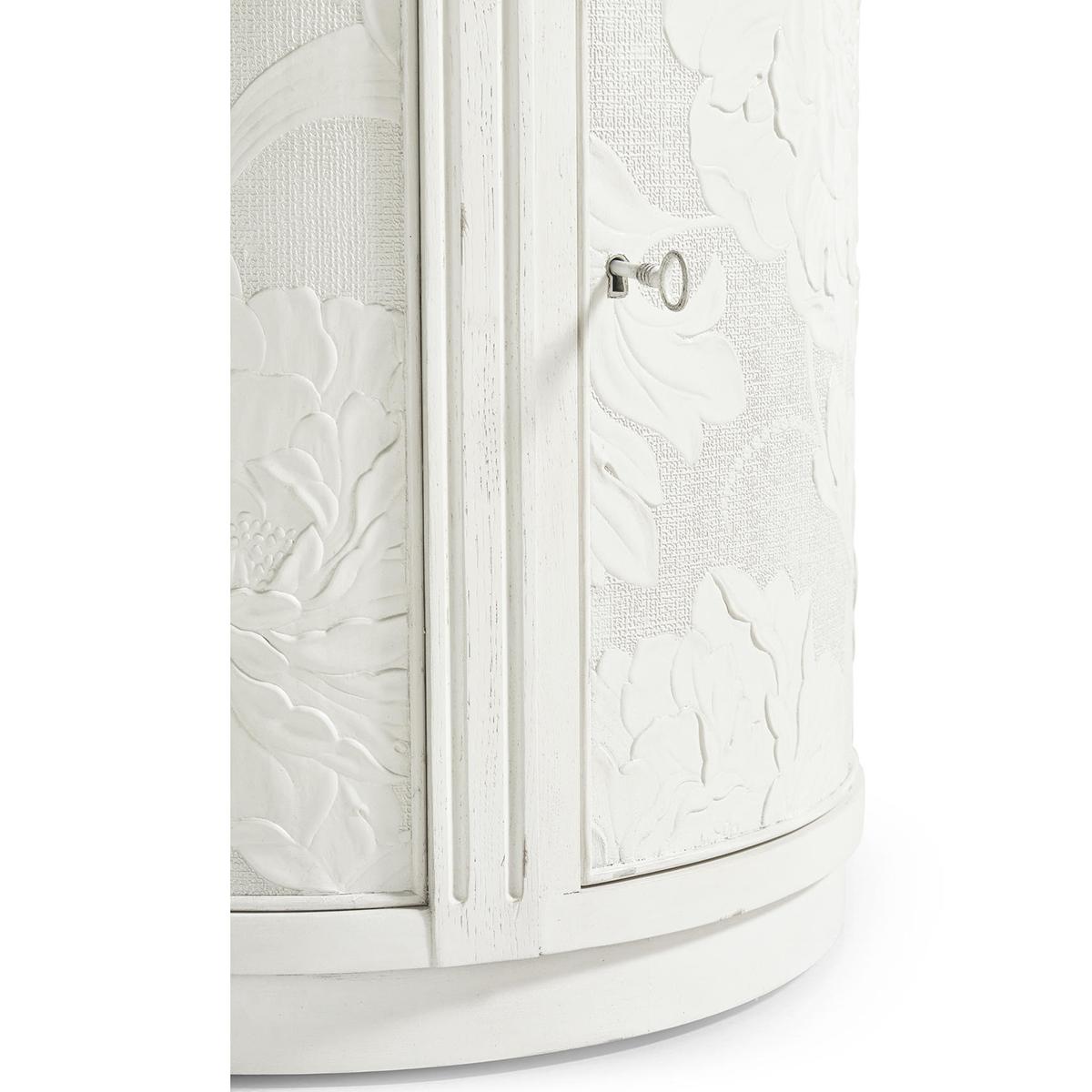 Wood Floral White Accent Table For Sale