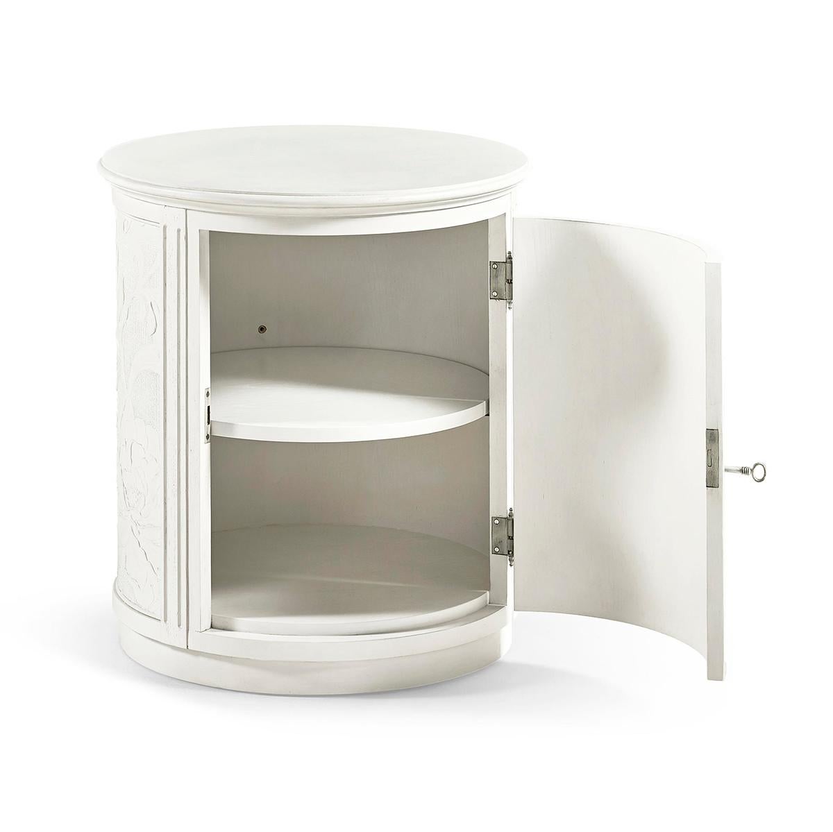 Floral White Accent Table For Sale 2
