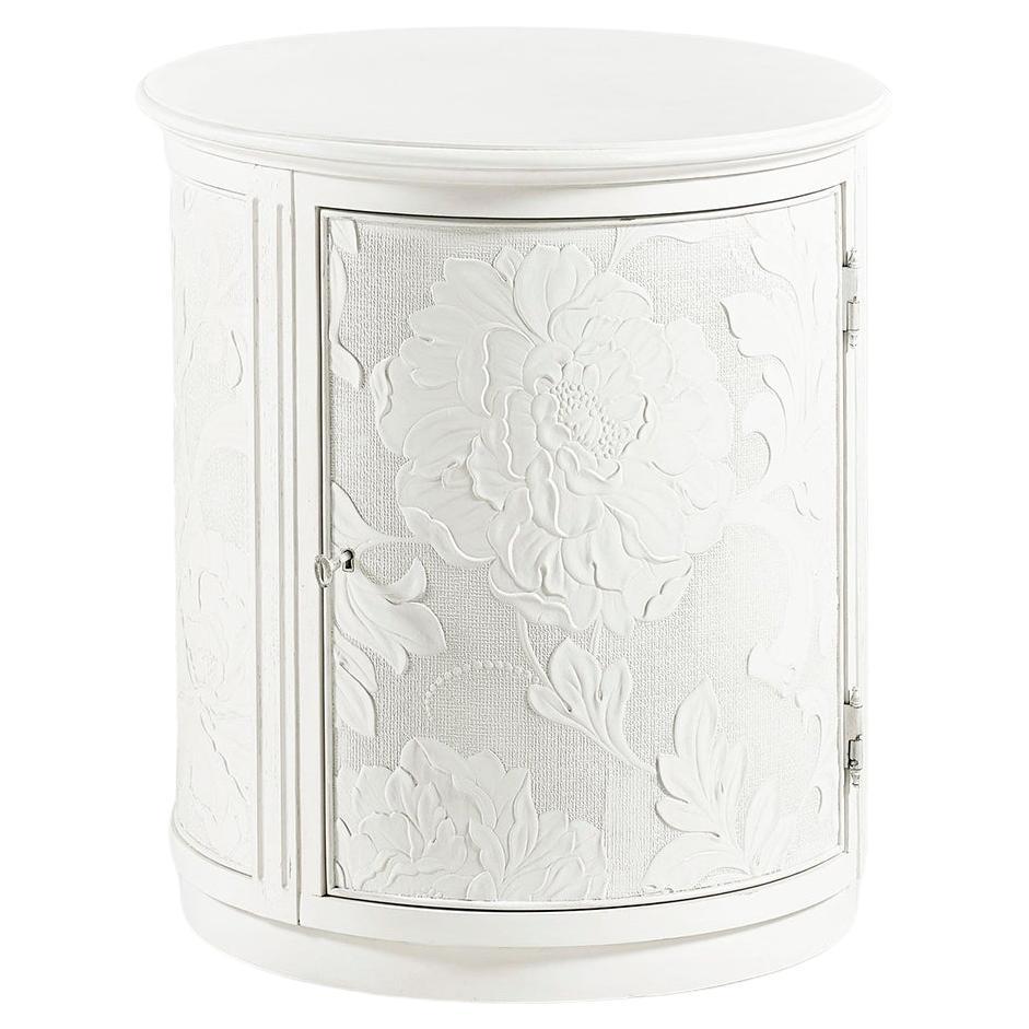 Floral White Accent Table For Sale