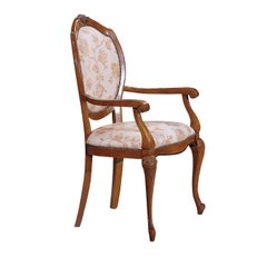 Chaise florale blanche et rose avec accoudoirs