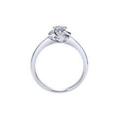 Bague de fiançailles à fleurs en or blanc et diamants