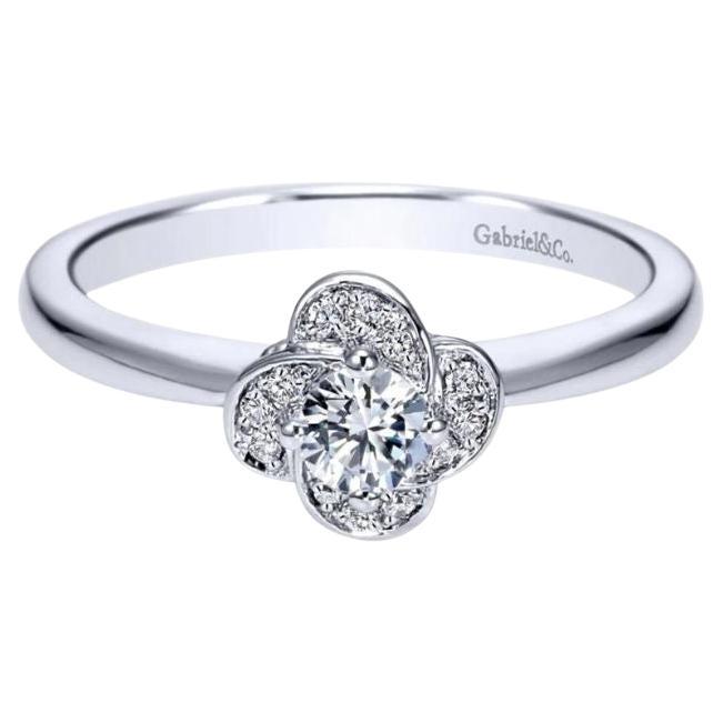 Floral White Gold Diamond Engagement Ring