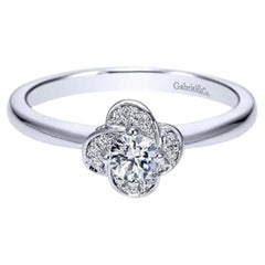 Floral White Gold Diamond Engagement Ring