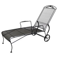 Used Floral Woodard Style Outdoor Chaise Lounge Chair