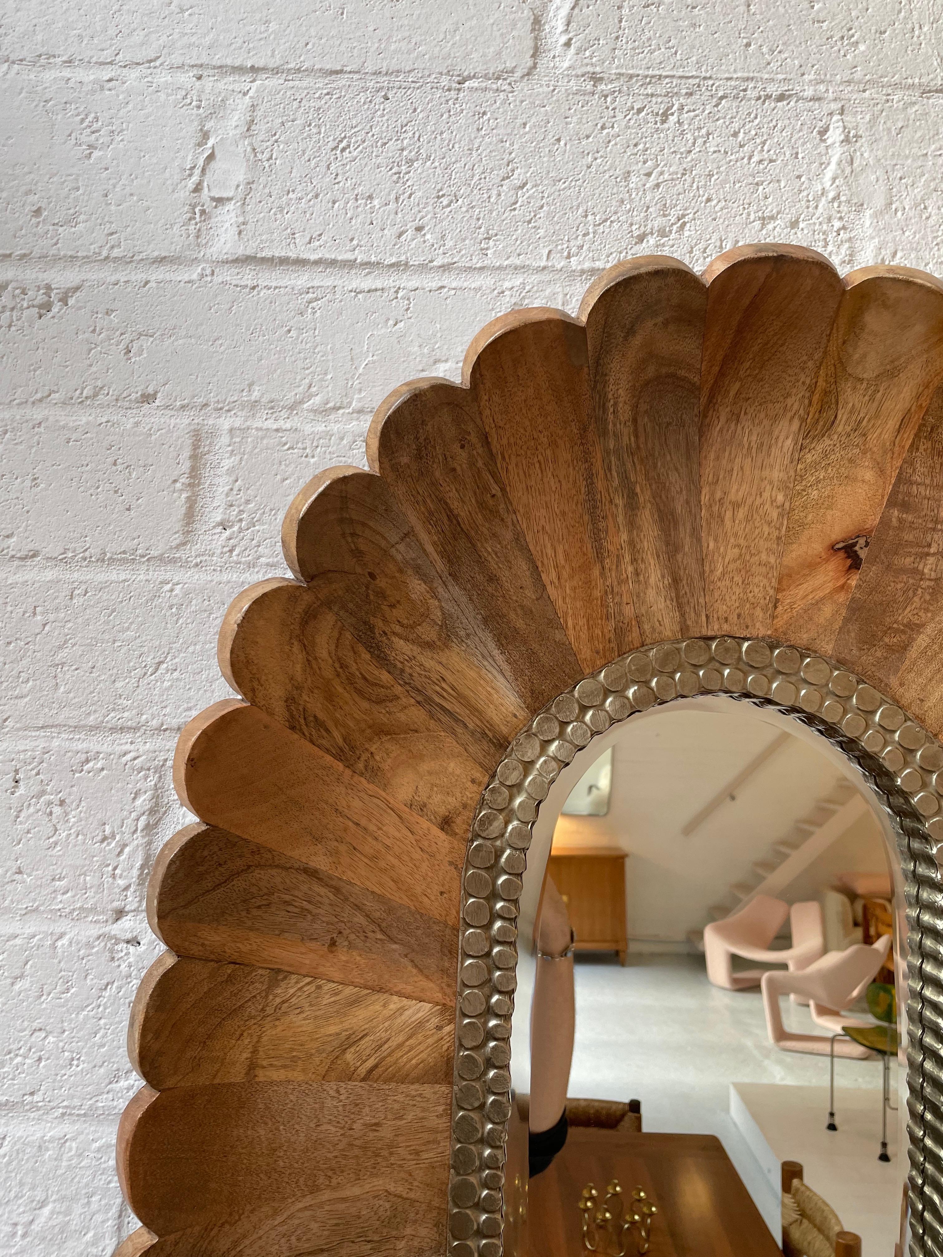 Italian Floral Wooden Wall Mirror For Sale