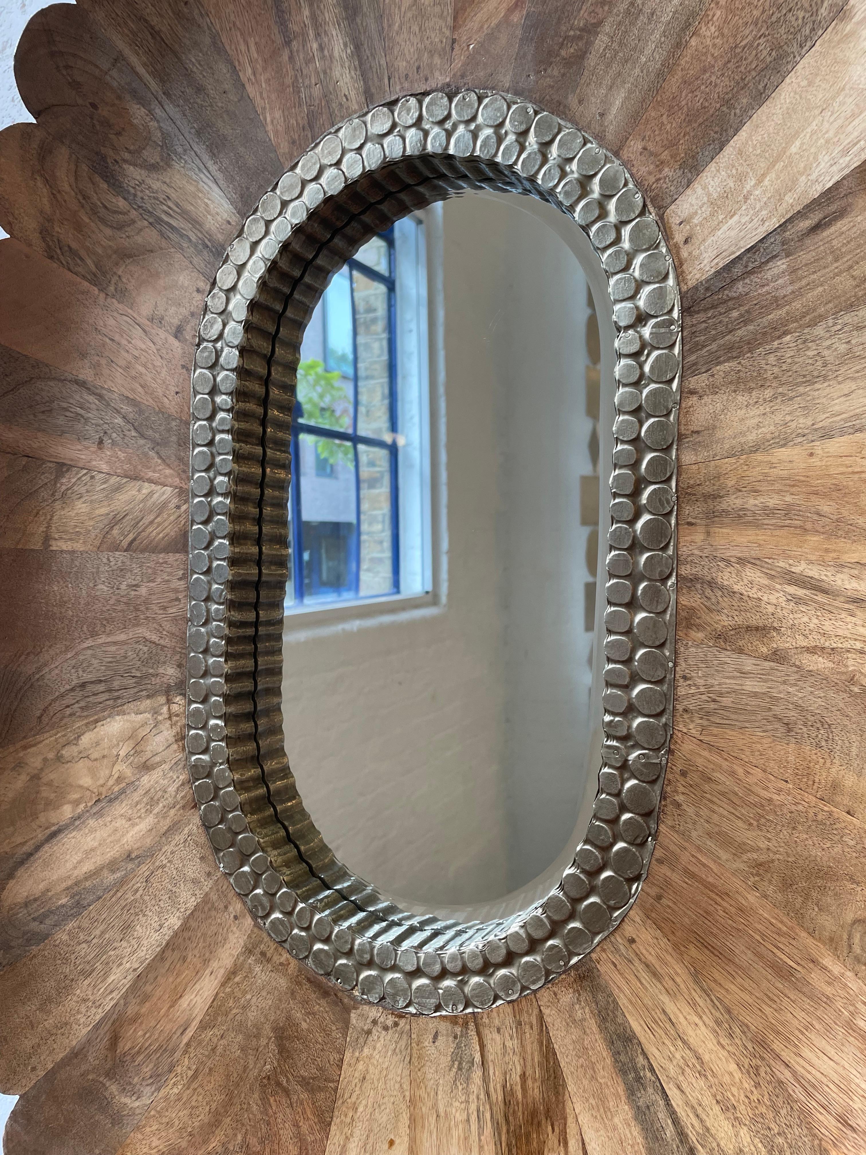 Late 20th Century Floral Wooden Wall Mirror For Sale
