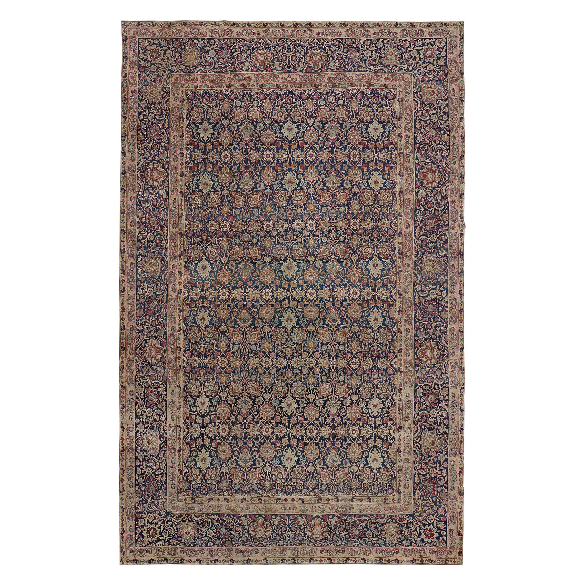 Tapis persan Kerman tissé à la main en laine florale