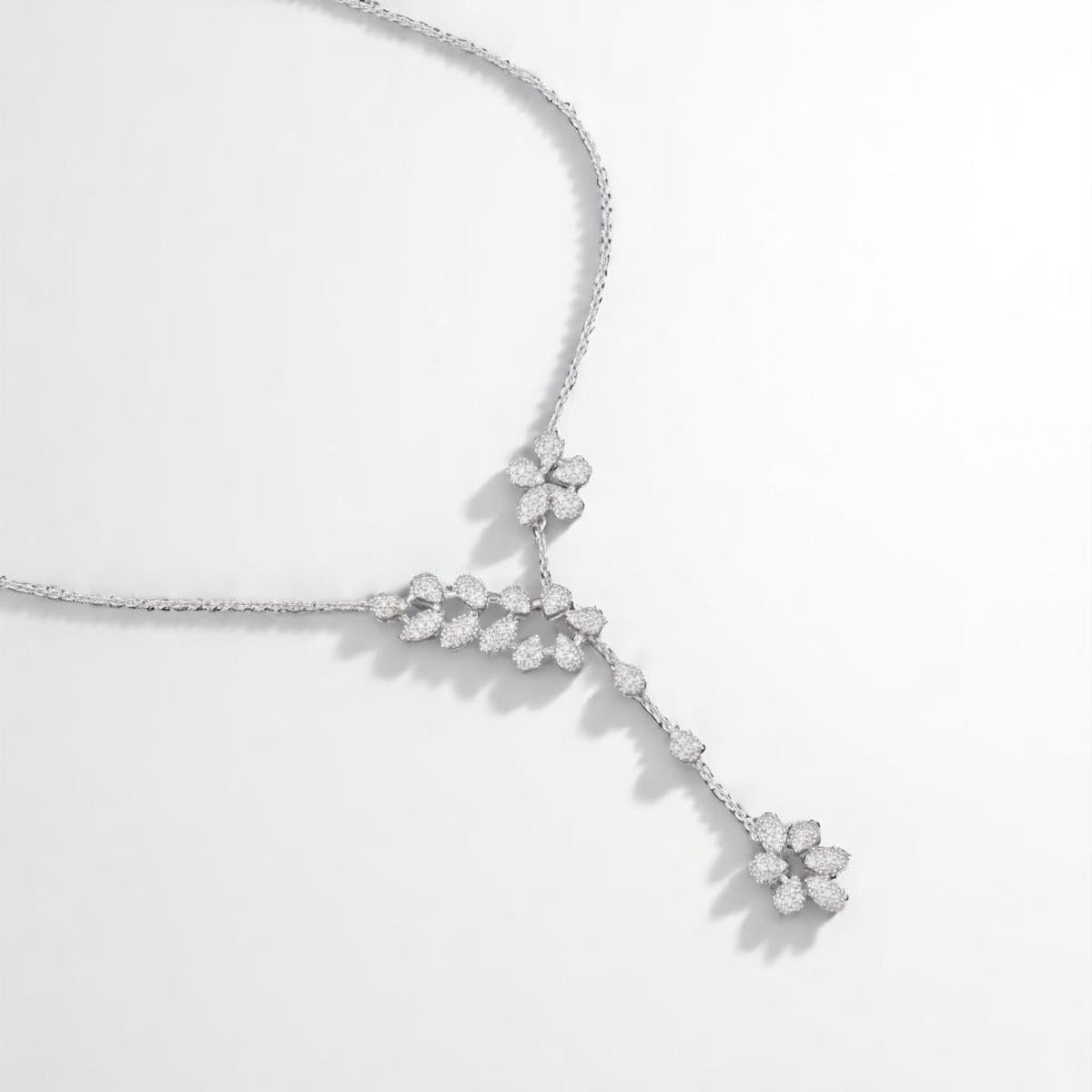 Collier de diamants en forme de goutte en Y en or massif 14K (certifié) Neuf - En vente à New Delhi, DL
