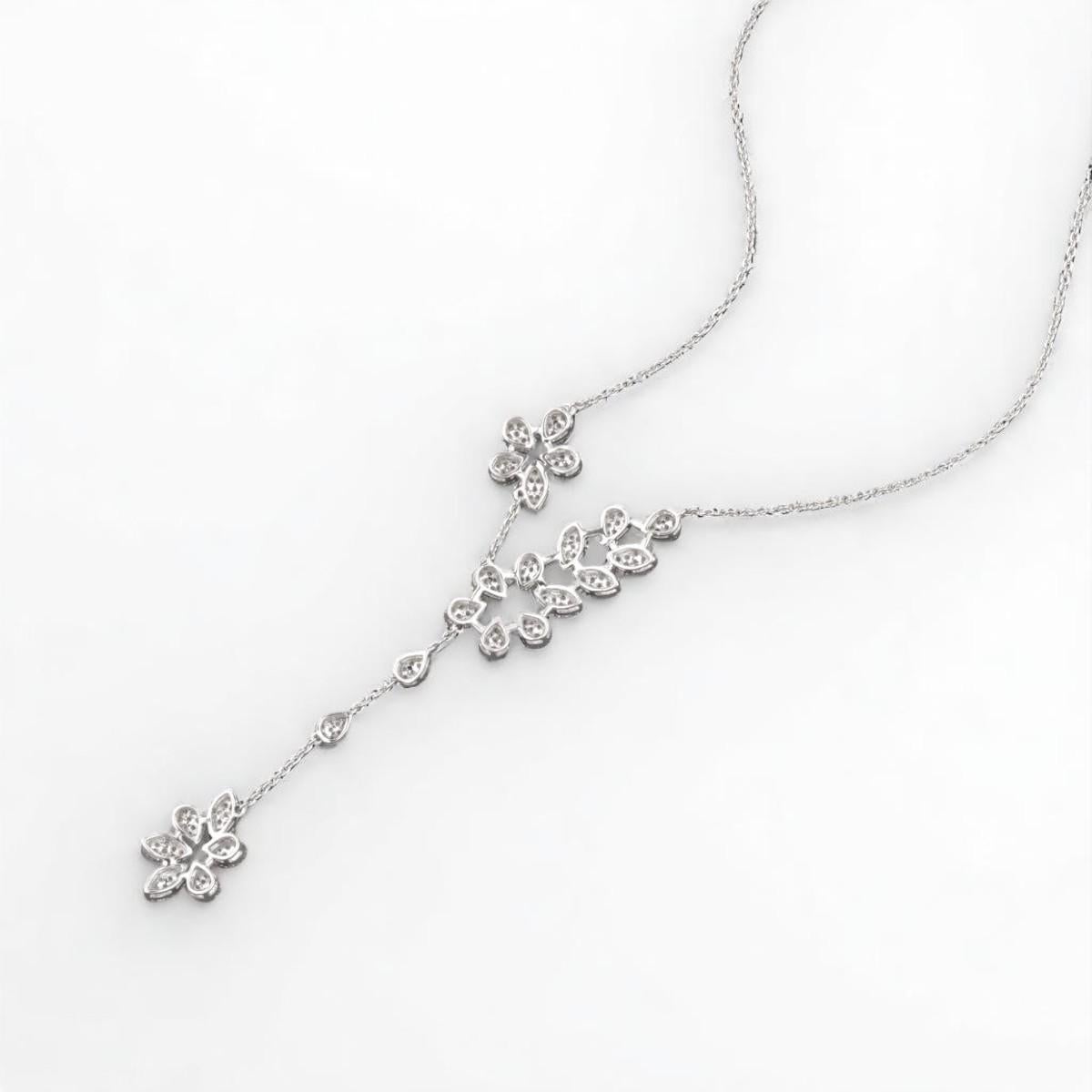 Collier de diamants en forme de goutte en Y en or massif 14K (certifié) Pour femmes en vente